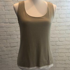 Tahari Flared Beige Layered Tank, Size S